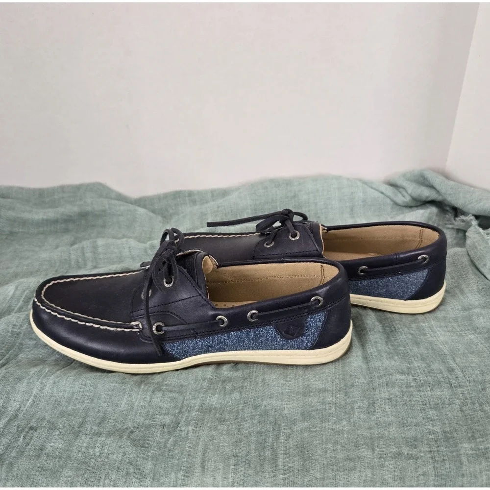Sperry Top Sider Koi fish Leather Boat Shoes STS88208 Navy Blue Women's Size 9.5